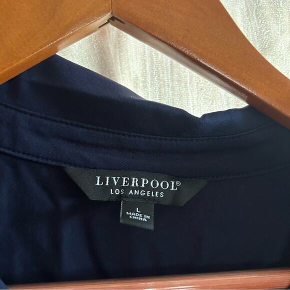 Liverpool Popover Shirtdress Collar Long Sleeve Button Front Cosmic Navy NWT L‎ - Picture 6 of 8